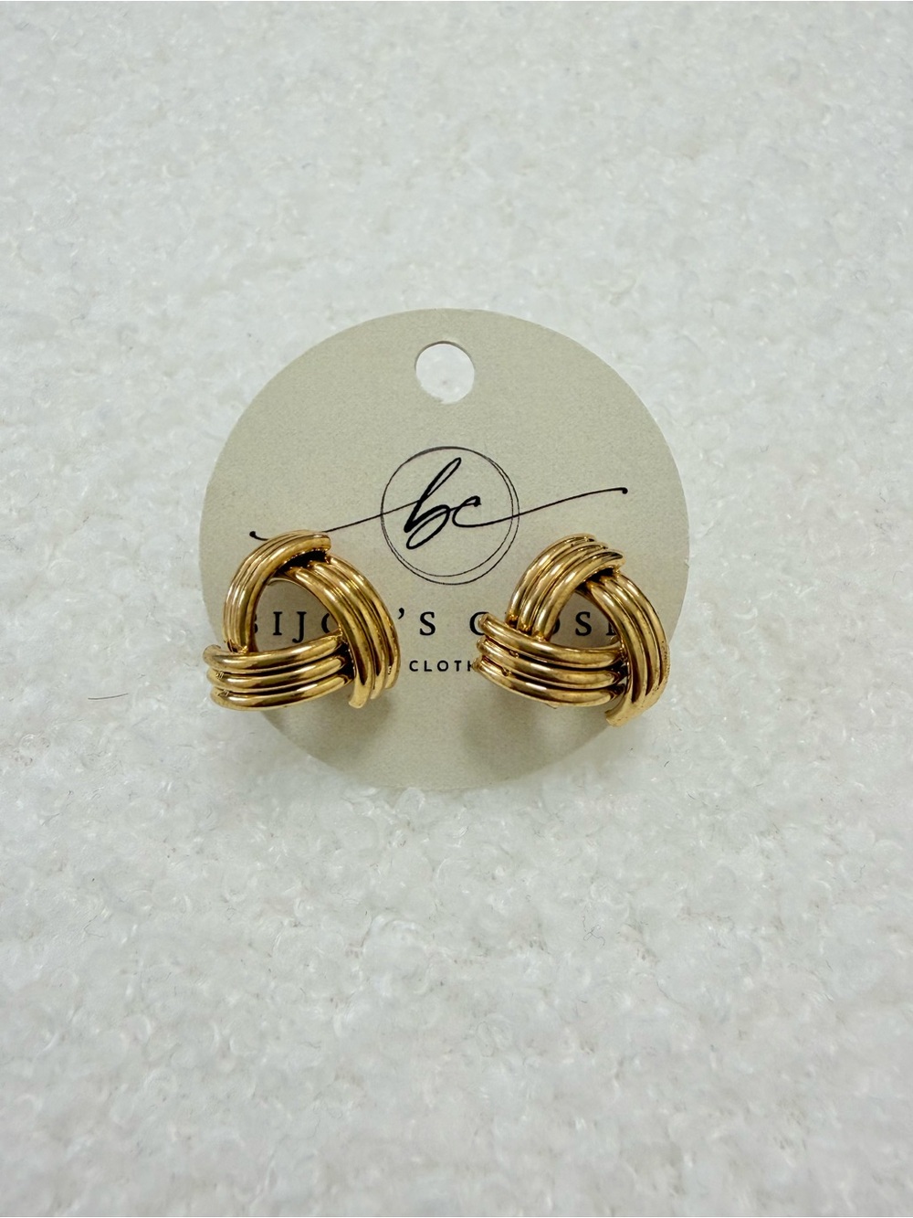Gold Tone Knot Clip-On Earrings
